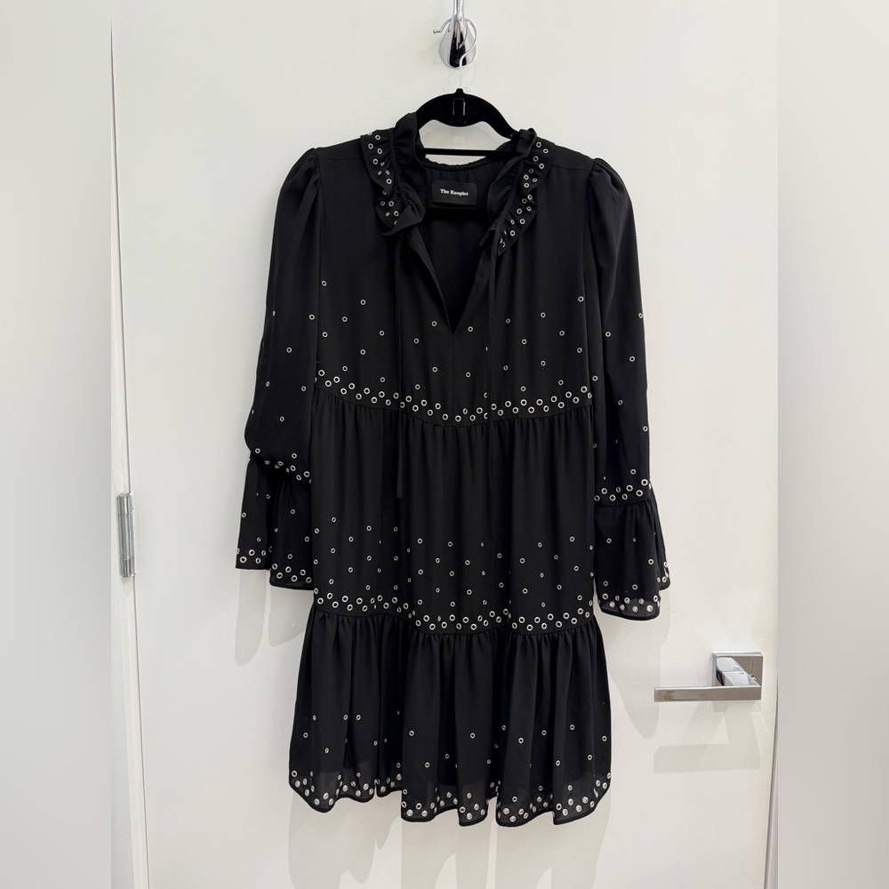 The Kooples Black Long Sleeve Dress with Eyelet Accents